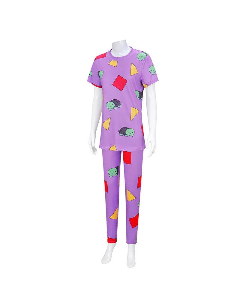 None Mira Light Purple Bear Pajamas Unisex Polyester Set
