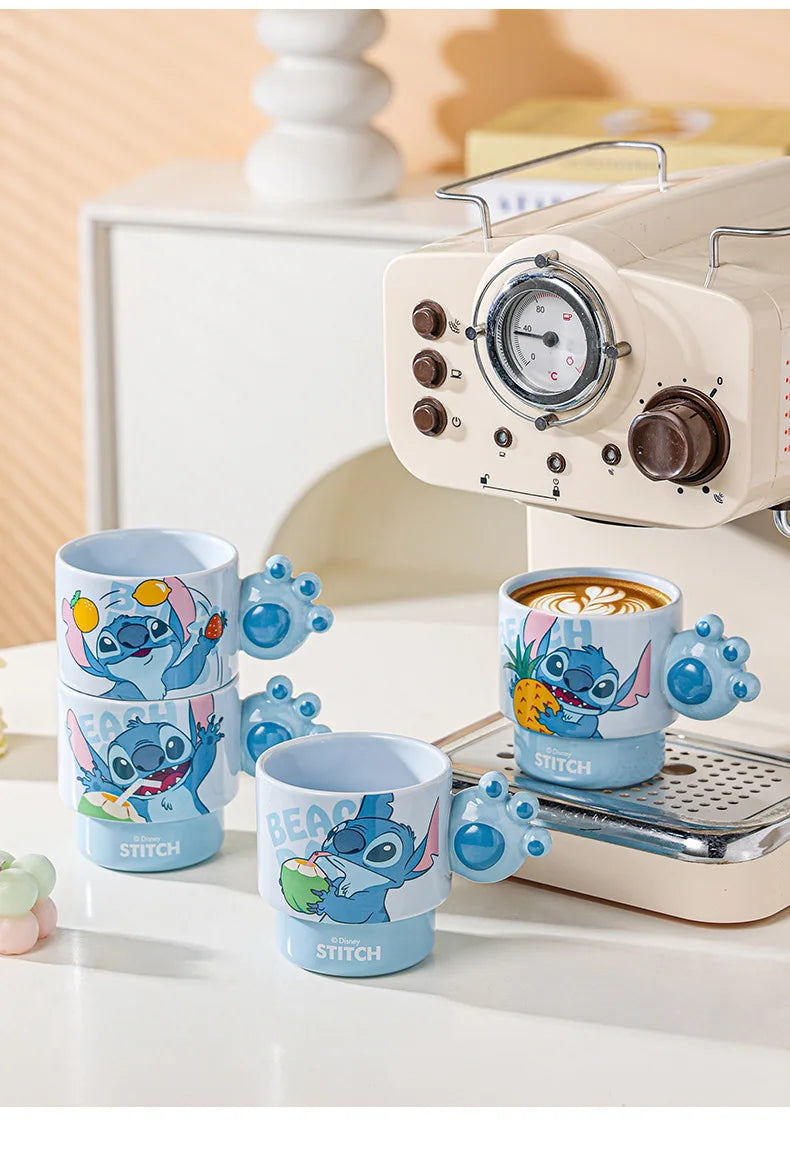 Disney Stitch Mug Office Coffee Cup Stackable Ceramics Mugs High Value Couple Water Cups Student Hot Water Cup Festival Gift