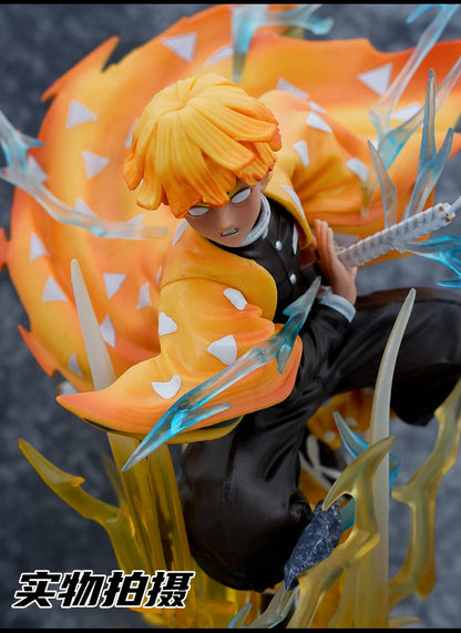 Demon Slayer Figure Agatsuma Zenitsu Double-Headed Luminescable Action Figurine Decoration Model Toys Gift 35cm Anime Statue Pv