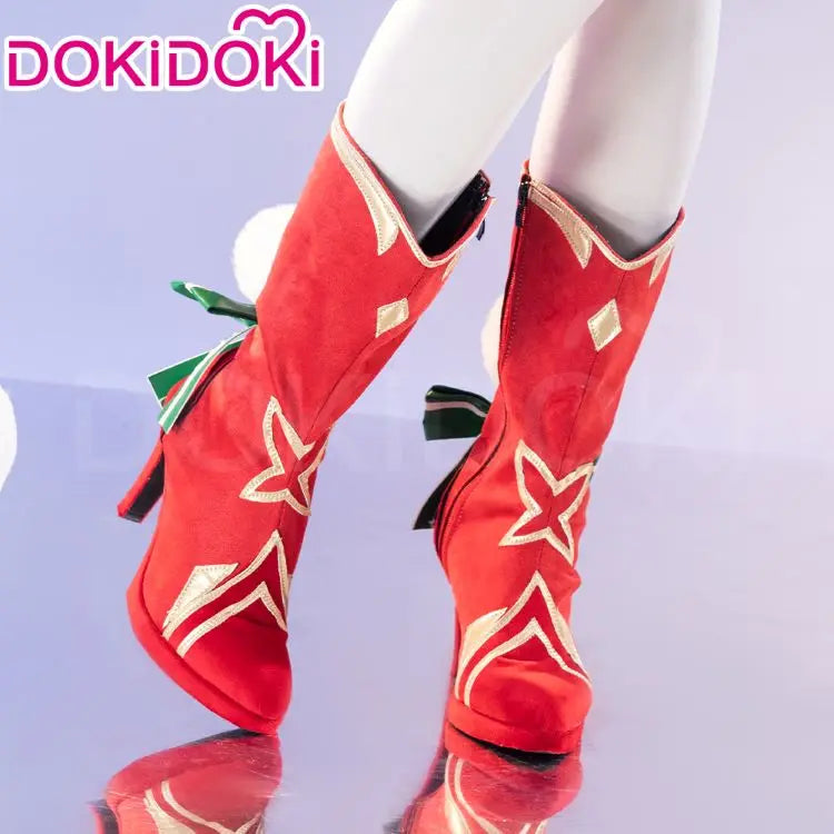 Ahrii Doujin Cosplay Costume Game Cosplay【S-3XL】DokiDoki-R Ahrii Red Dress Christmas Cosplay Women Costume Plus Size