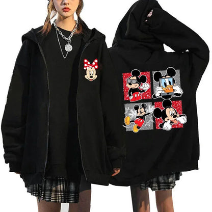2025 Designer Clothing Women's Luxury Graphic Hoodies Mickey Mouse Print Long Sleeve Zip-Up Fashion Luxury Brand Disney Clothing