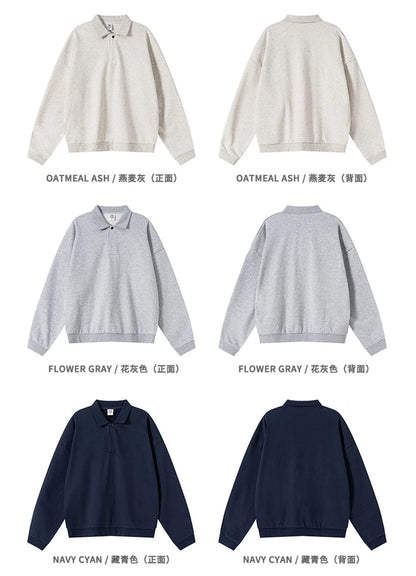 ZODF Casual 2025 Autumn 445gsm Sweatshirt For Man Unisex Turn Down Collar Solid Fleece Pullovers Winter Coats HY1111