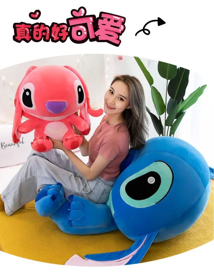 80cm Big Size Disney LILO & Stitch Anime Plush Stuffed Doll Room Plushies Pillow Ornaments Peluche Children's Holiday Gifts