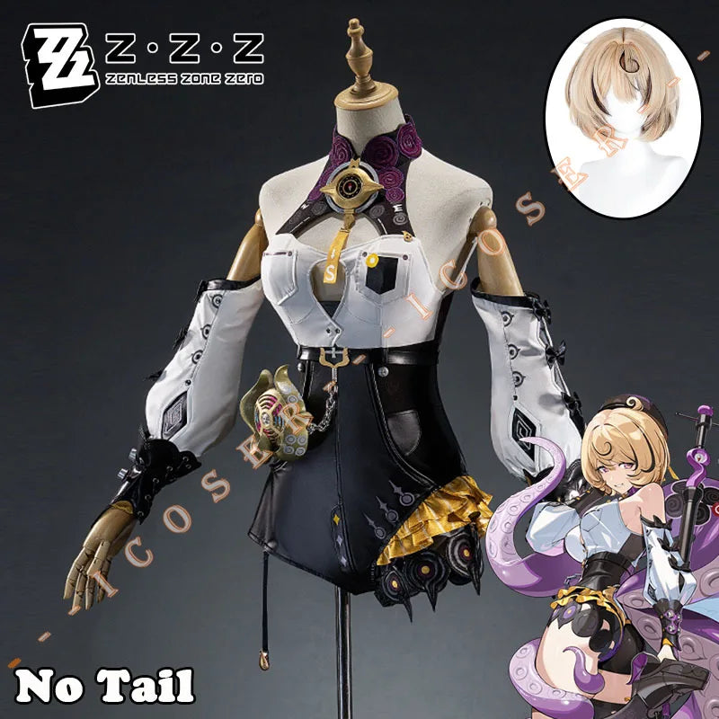 Zenless Zone Zero Yidhari Cosplay Costume Wig Uniform Bodysuit Hat Spook Shack Halloween Party for Women Girls Role Play Outfit