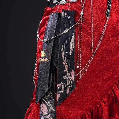 Love and Deepspace MC Cosplay Costume Midnight Waltz Red Dress Heroines New Skin Outfit Sylus Halloween Party for Women Girls
