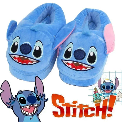 Disney Stitch Cotton Slipper Anime Cartoon Winter Warm Indoor Shoes Toys Plush Stuffed Home Slippers Woman Girl Christmas Gifts