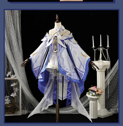 Genshin Impact Columbina Cosplay Costume Wig The Damselette Dress Uniform Eleven Fatui Harbingers Halloween Party for Women Girl