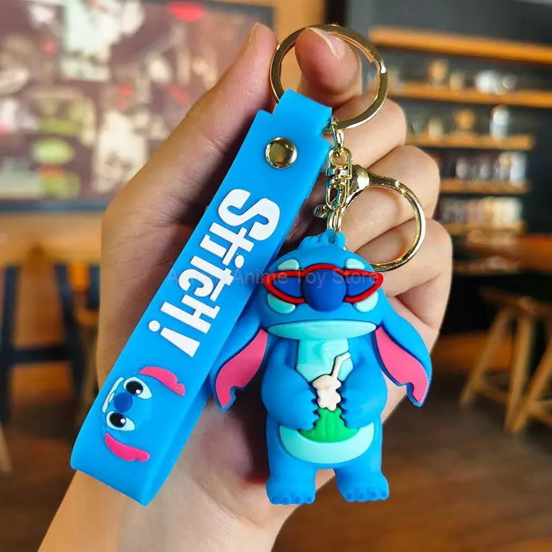 Anime Disney Keychain Cartoon The Lion King Mickey Mouse Minnie Lilo & Stitch Keyring Car Key Chain Pendant Kids Toys Gift
