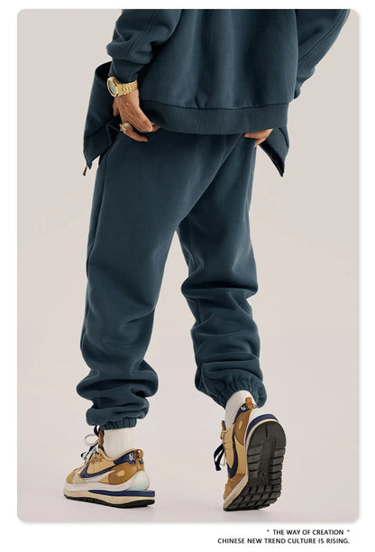 ZODF Unisex 345gsm Fleece Sweatpants Loose Fit Retro Hip Hop Winter Joggers HY0005