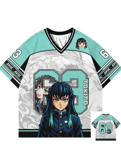 Demon Slayer Muichiro Tokito Anime Series Number 63 Jersey Oversize Kpop Baseball Hockey Outfit T-shirt Daily Unisex Tops Tees