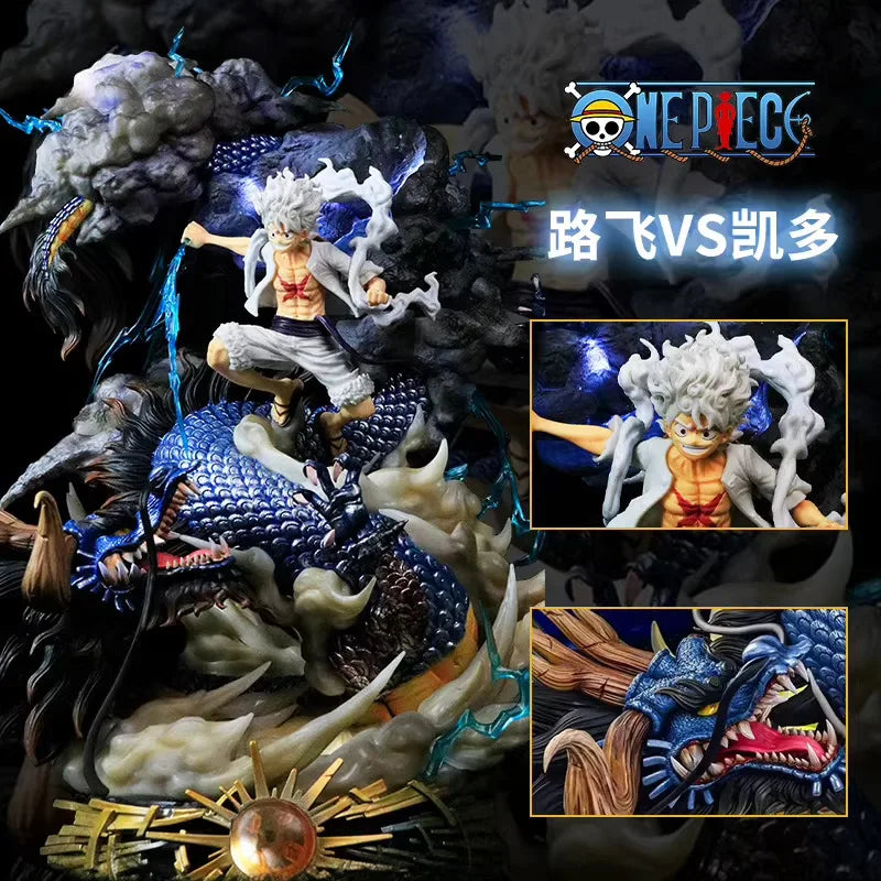 One Piece Hand Made Nica Luffy Vs Kaidou  Statue Model Anime Peripheral Anime Model Tidy Play Table Decoration Gift Toy Figure