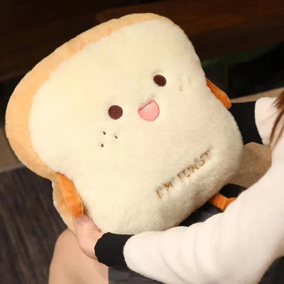Plush Bread Pillow Kawaii Food Pig Rabbit Fox Toast Soft Doll Hand Warmer Home Decoration Cushion Kids Toys Birthday Gift