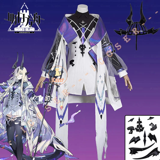 Arknights Eblana Dublinn Cosplay Costume Necrass Uniform Jacket Headwear Earrings Halloween Party for Women Girls Props iCoser