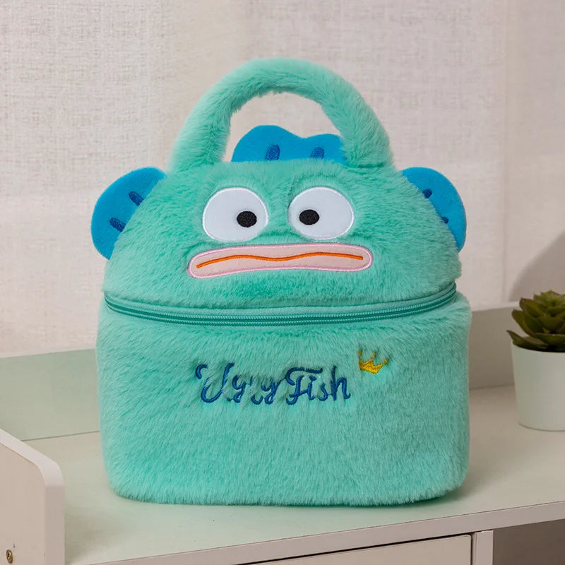 Sanrio Cute Plush Handbag Pochacco Kirby Plush Makeup Box Ugly Fish Kawaii Makeup Box Gifts For Girls
