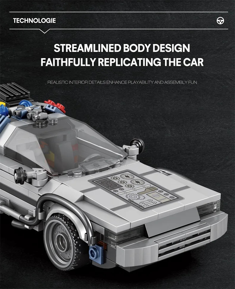 1:24 Classic Movie Racing Car Building Blocks MOC Model Sport Cars Toys Back Future Bricks Vehicle Festival Gifts for Boys Kids