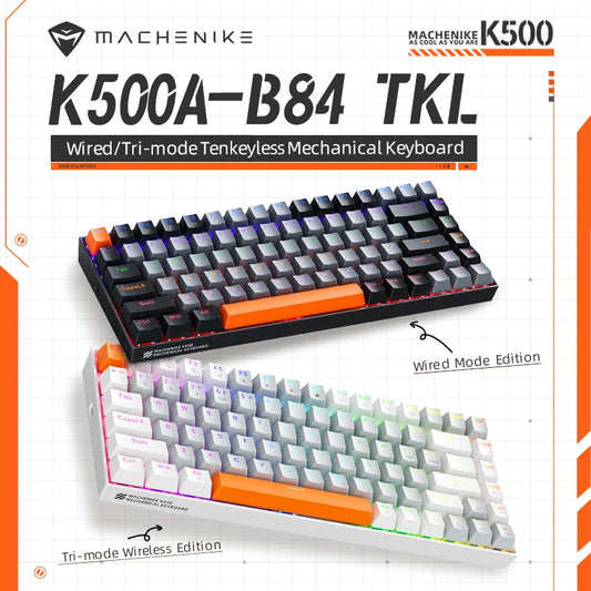 Machenike K500A-B84 Mechanical Keyboard 75% TKL Hot-Swappable Wired Gaming Keyboard 6-Color Backlit 84 Keys For PC Gamers Laptop
