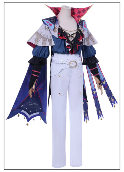 Wuthering Waves Brant Cosplay Costume Wig Uniform Hat Necklace Troupe of Fools Rinascita Carnival Halloween Party for Women Men