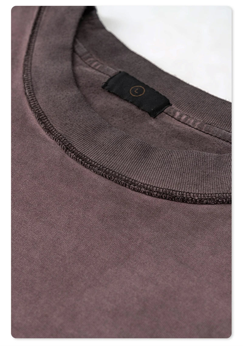 ZODF 2024 Autumn Men's Washed Cotton T-Shirt Unisex Oversized Distressed 250gsm Long Sleeve O Neck T Shirts Tees HY0921