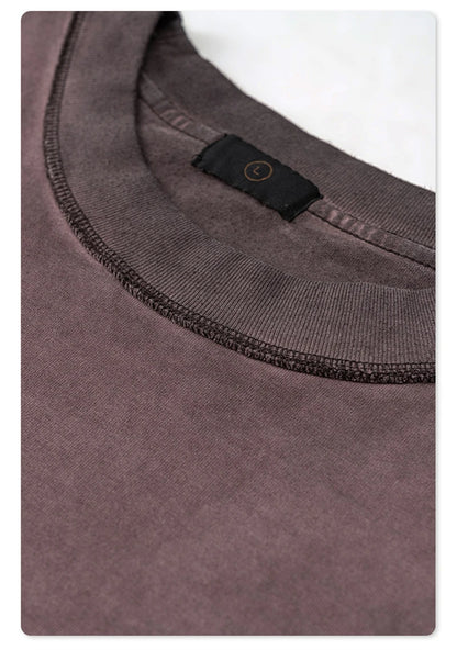 ZODF 2024 Autumn Men's Washed Cotton T-Shirt Unisex Oversized Distressed 250gsm Long Sleeve O Neck T Shirts Tees HY0921