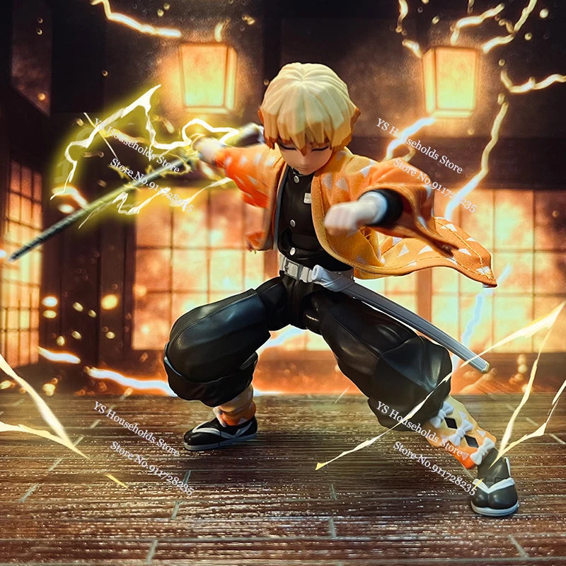 1/12 Scale Agatsuma Zenitsu Shf Anime Man Figure Mini Orange Kimono Coat Toys Clothes Accessory For 6" Soldier Body Decoration