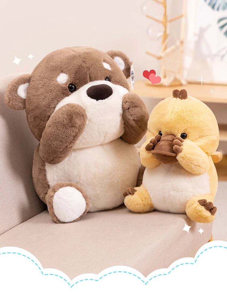 ZU Kawaii Stuffed Animal Plush Platypus Otter Soft Toy Cartoon Shy Plushies Animals Cute Gift For Girl Boy