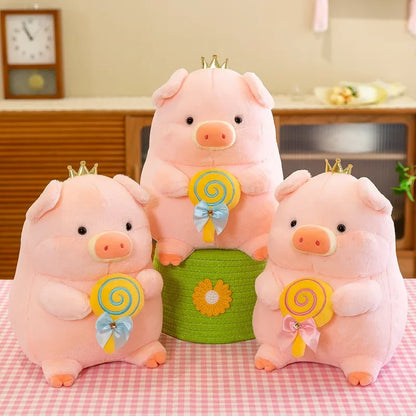 New 30cm Crown Stick Pig Doll Dwen Dwen Pig Plush Toy Children's Doll Cloth Doll Indoor Decoration Children's Gift