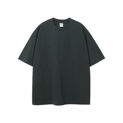 ZODF Summer Men 100% Cotton Solid Oversized Heavyweight 305gsm No-Shrink T-Shirt HY0165 - Dark Grey / S / China Mainland