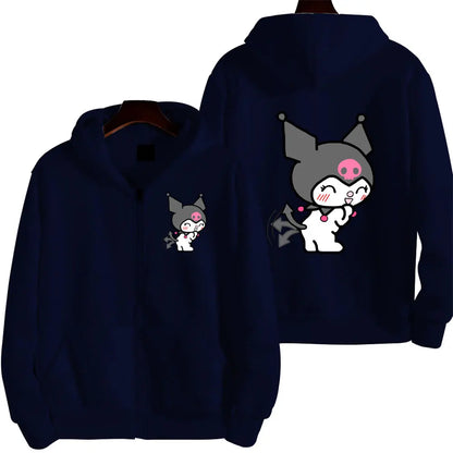Women's Zipper Hoodie Autumn and Winter New Cute Kawaii Sanrio Hello Kitty Pattern Sweatshirt 2024 Streetwear Women's Clothing