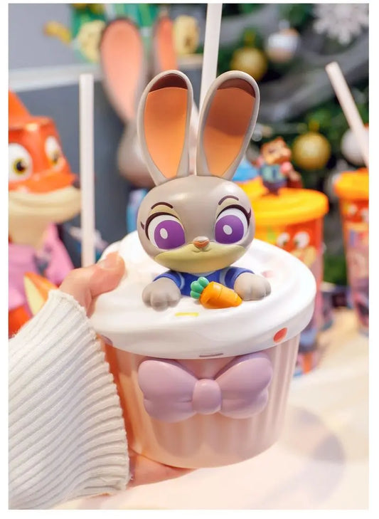 【HOT】Zootopia 2 Disney Movie Shaped Water Cup Nick Judy Cartoon Styled Cups With Crossbody Strap Kawaii Birthday Girl Boy Gifts