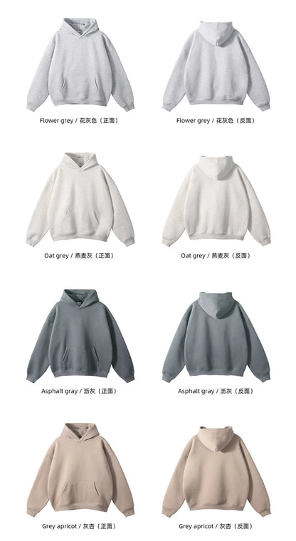 ZODF New Thick 350gsm Fleece Hooded Hoodies For Men Unisex Winter Oversized Loose Basic Solid Sweatshirts Pullovers Coats HY0631