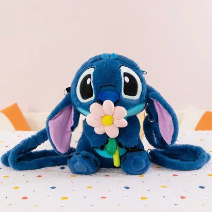 27CM Lilo and Stitch Backpack Cartoon Disney Plush Toy Anime Stuffed Kawaii Soft Stich Doll Plushie Kids Bag Birthday Xmas Gifts