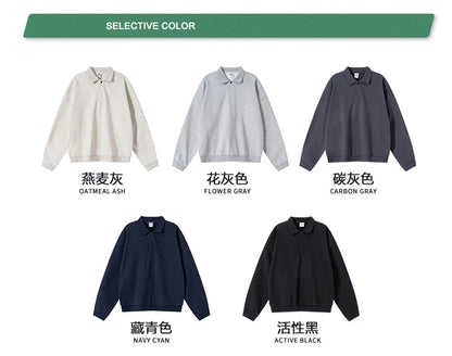 ZODF Casual 2025 Autumn 445gsm Sweatshirt For Man Unisex Turn Down Collar Solid Fleece Pullovers Winter Coats HY1111