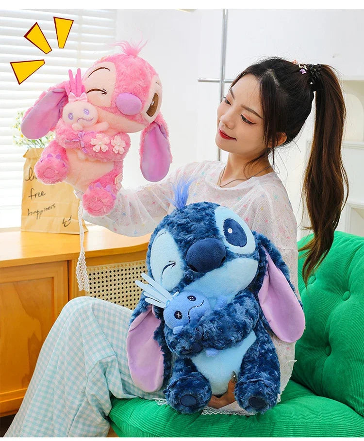30/85cm Lilo and Stitch Disney Plush Toys Pink Kawaii Scrump Anime Cartoon Plushie Sakura Stich Dolls Soft Stuffed Gift for Kids