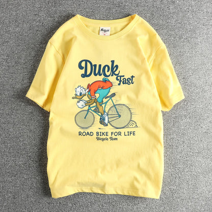 Summer New American Retro Short-sleeved O-neck Letter Printed T-shirt Men's Fashion Simple 100% Cotton Washed Casual Sport Tops