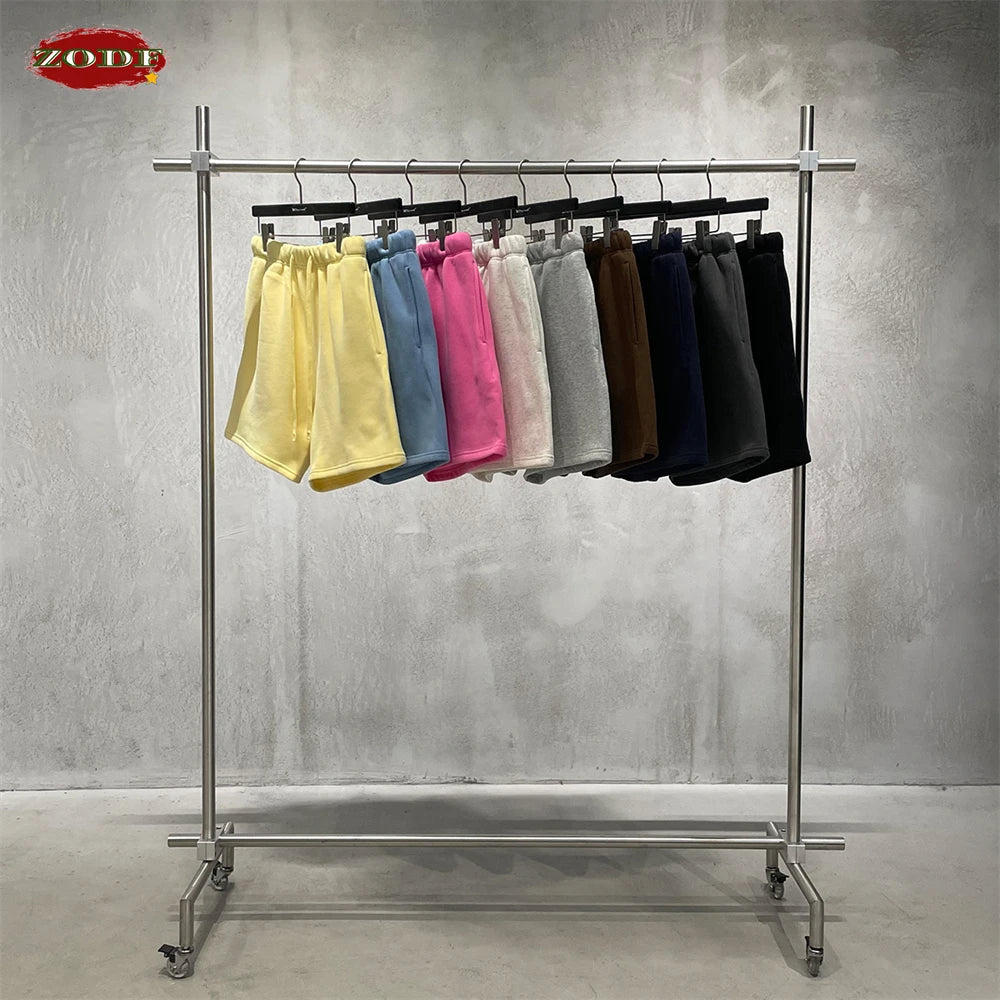 ZODF Trendy 2025 Autumn Winter Men Warm Soft Fleece Shorts Unisex Casual Hip Hop 345gsm Solid Shorts Brand Bottoms HY1173