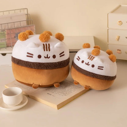 Cute Cat Sandwich Biscuit Plush Pillow Kawaii Cat Shaped Ice Cream Cake Plushie Soft Toy Small Decorative Pillow For Girl Friend