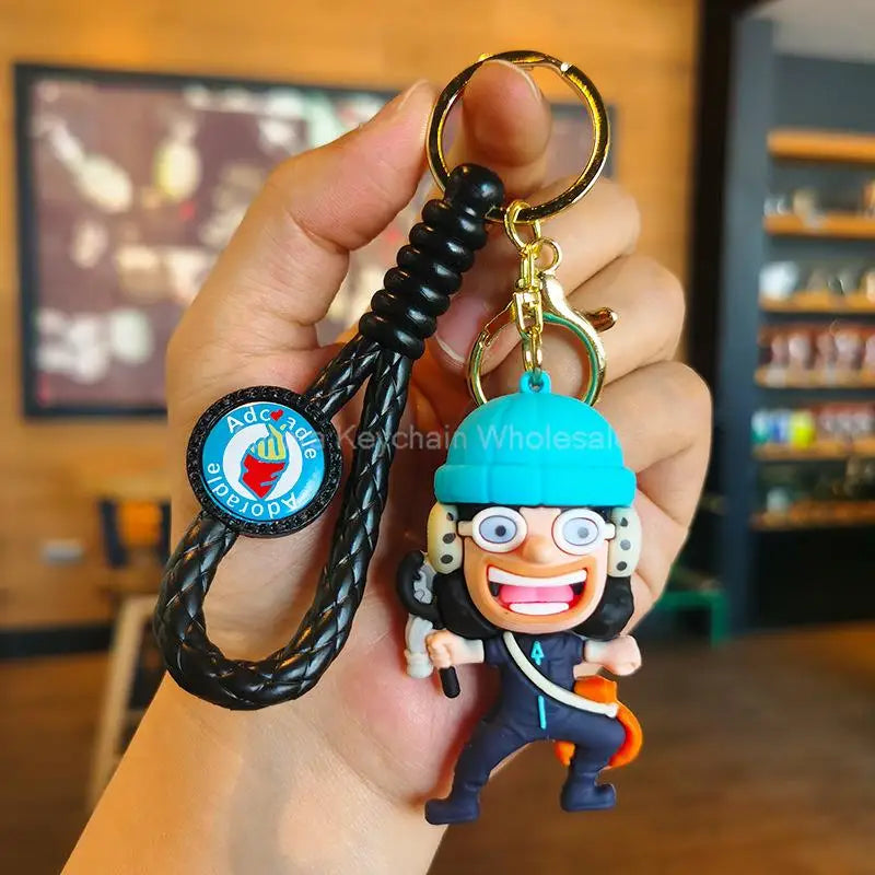 Anime One Piece Dragon Ball Keychain Luffy Sauron Nami Chopper Silicone Cute Car Keyring Pendant Toys Birthday Kids Toys Gifts