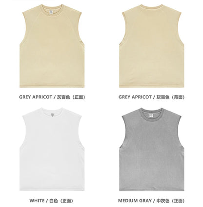 ZODF American Retro Men Washed Solid Tank Tops Women Unisex Loose Edge 275gsm Cotton Sleeveless Tees Brand Streetwears HY0503