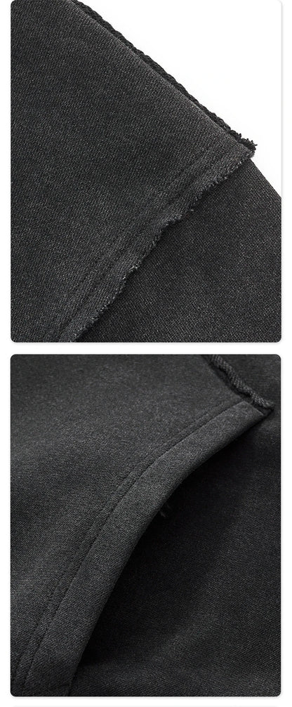 ZODF Retro Winter Men Washed 100% Cotton Boxy Hoodies Unisex Loose Fit Distressed Hooded Pullovers Coats Brand Outfits HY0048