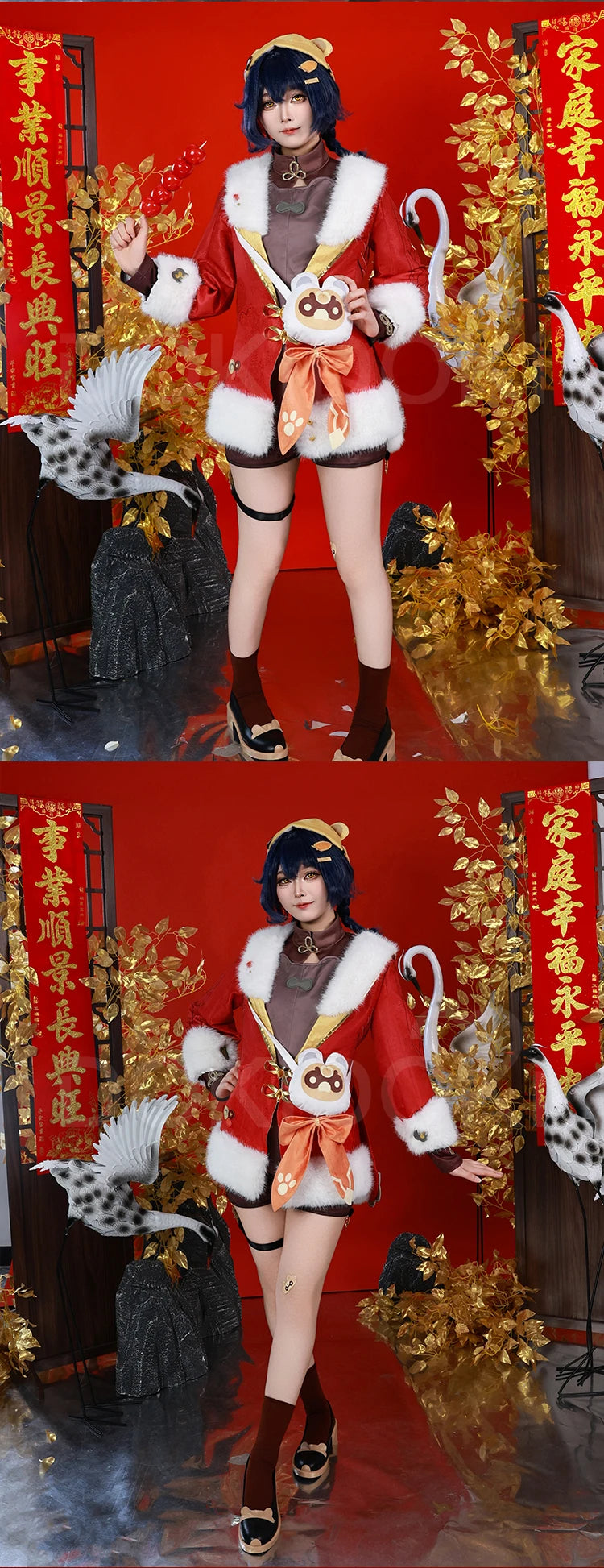 IN STOCK Xiangling Cosplay Costume Game Genshin Impact【XS-3XL】DokiDoki-N New Skin Cherries Snow-Laden Plus Size