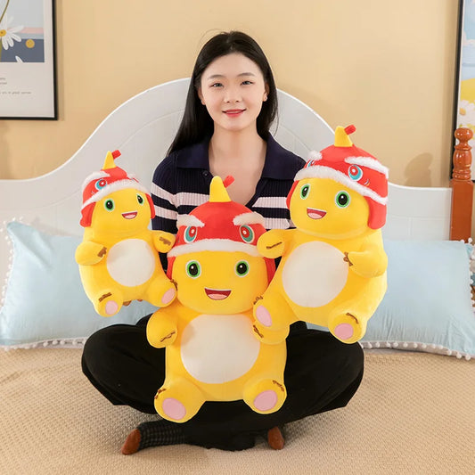 New Anime Cartoon Lion Dance Little Milk Dragon Doll Cute Dinosaur Stuffed Plush Toy Cute Doll Giving Girls Sleeping Pillow Gift