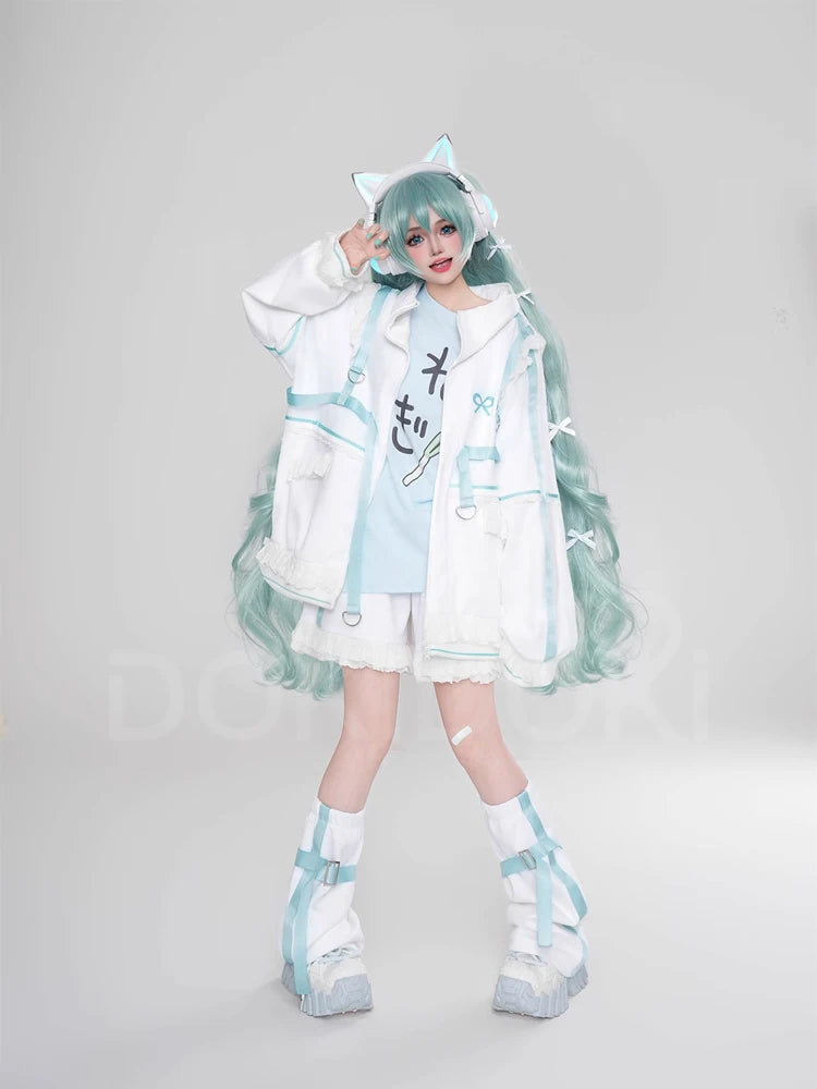 Rinn Mikuu Cosplay Costume DokiDoki-R Mikku Rinn Cosplay Women Cute Black Green Costume Set Mikuu Rinn Cosplay