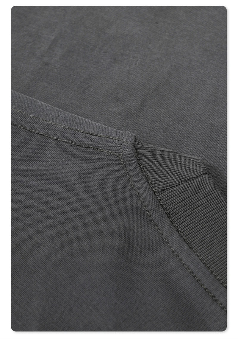 ZODF New 2024 Autumn 225gsm Loose Solid T-Shirt For Men Retro Unisex Antibacterial Full Sleeve T Shirts Brand Tops HY0871