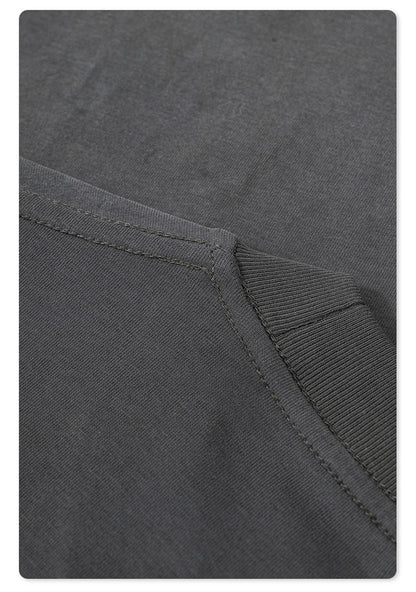 ZODF New 2024 Autumn 225gsm Loose Solid T-Shirt For Men Retro Unisex Antibacterial Full Sleeve T Shirts Brand Tops HY0871