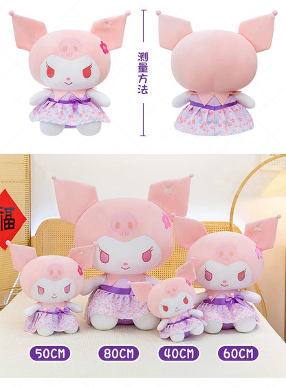 New Sanrio Pink Peach Hello Kitty Plush Toy Cat Doll Kuromi My Melody Stuffed Animal for Girls Birthday Xmas Gift Soft Cute Kids