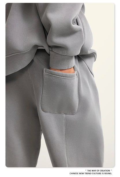 ZODF 2025 Autumn Winter Men’s Washed Fleece Sweatpants 355gsm Loose Retro Joggers Streetwear HY0653