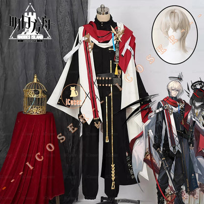 Arknights Executor The Ex Foedere Cosplay Costume Wig Game Uniform Cloak Federico Giallo Halloween Party for Women Men iCoser