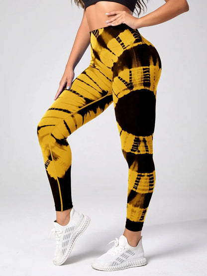 Seamless High Waist Tie Dye Leggings for Women Yoga Fitness Butt Lifting Workout Tights