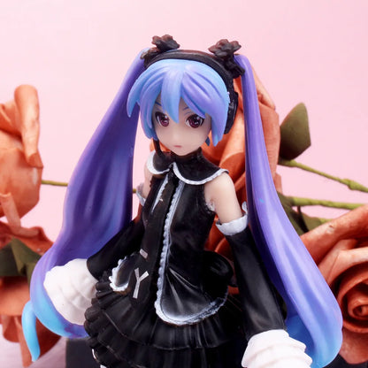 17CM Anime Hatsune Miku Project DIVA Arcade Future Tone Hatsune Miku Black Dress Lolita Model Toy Gift Collection Aciton Figure
