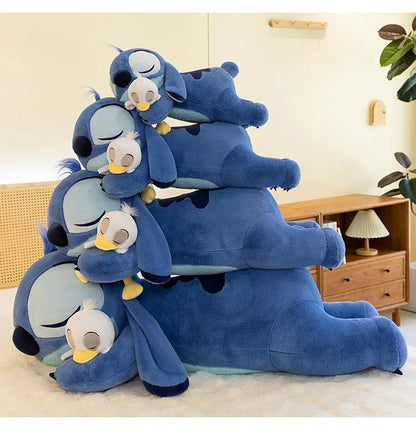 120cm Large Big Size Disney Stitch Holding Duck Anime Plush Stuffed Doll Room Plushies Pillow Ornaments Children's Holiday Gifts